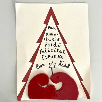 Felicitación navidad árbol y cerámica