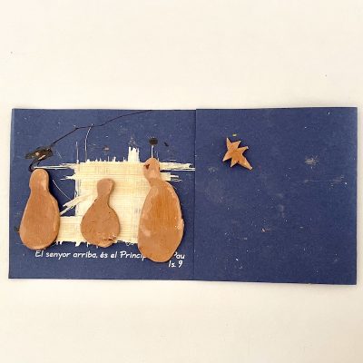 Felicitación navidad nacimiento barro